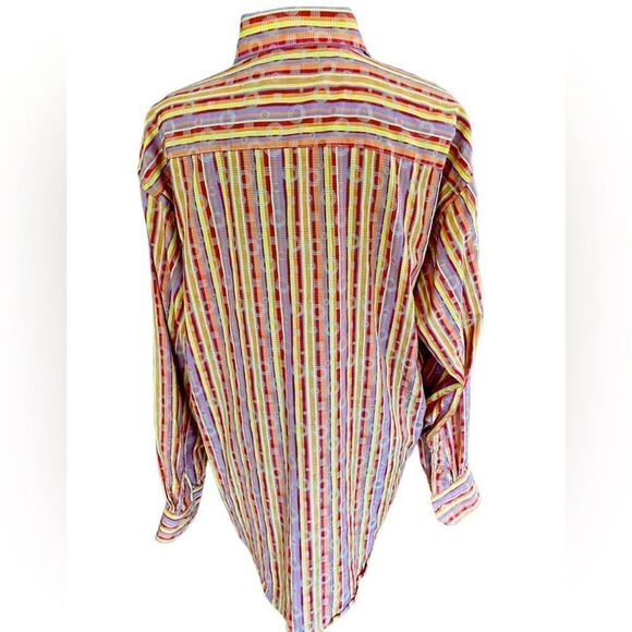 Bugatchi Uomo colorful 100% cotton button front striped shirt, size L - Picture 2 of 6